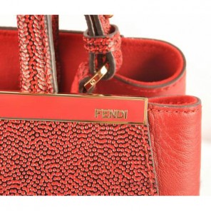 Fendi 2Jours Cannage&Ferrari Leather Tote Bag F2552S Wine