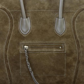 Celine Luggage Phantom Original Suede Leather Bags Khaki