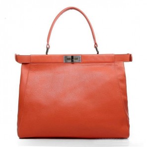 Fendi Peekaboo Bag Orange Calfskin Leather F2292