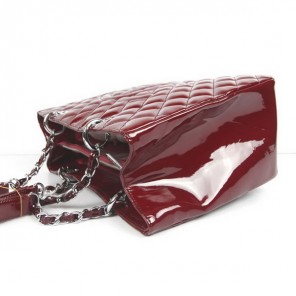 Chanel Handbags Maroon Patent Leather with Silver Hardware 50995
