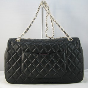 Chanel Black lambskin leather Flap Bag with Gold chain