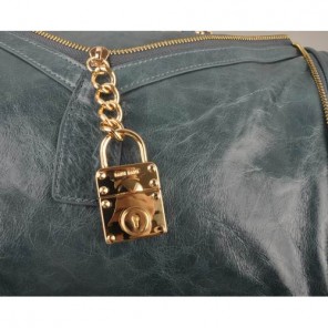 Miu Miu Tote Oil Leather Handbags 90339 Dark Green