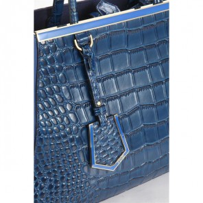 Fendi Fall Winter 2012 2Jours Original Croco Leather Tote Bag F001 Blue