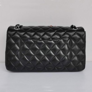 Chanel Insect Lambskin Leather Flap Bag 1112 Black Silver