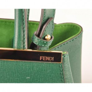 Fendi Fall Winter 2012 2Jours Saffiiano Leather Tote Bag 8BH250S Green