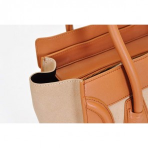 Top Quality Celine Luggage Boston Tote Bag Ferrari&Suede Leather Apricot