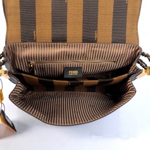 Fendi Earth Genuine leather Shoulder Bag in yellow and Black F2556