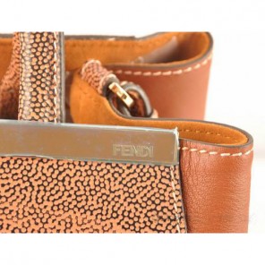 Fendi 2Jours Cannage&Ferrari Leather Tote Bag F2552S Light Brown