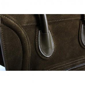 Celine Luggage Phantom Square Bags in Suede Khaki