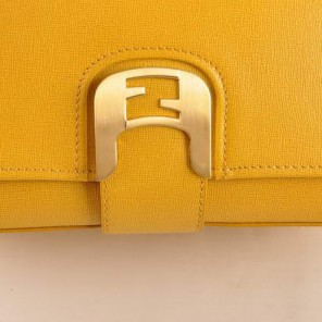 Fendi Chameleon Classic Saffiiano Leather Medium Shoulder Bag 2539 Yellow