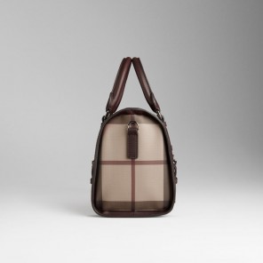MEDIUM CHECK LEATHER BELTED BOWLING BAG