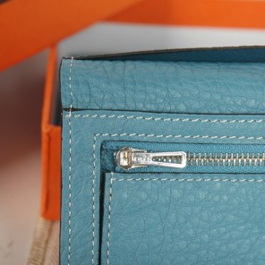 Hermes 3 flod original leather wallet in Medium Blue