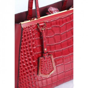 Fendi Fall Winter 2012 2Jours Red Original Croco Leather Tote Bag F001