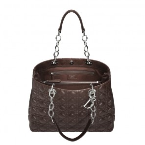 Large Dior Soft shopping bag, mist-coloured leather