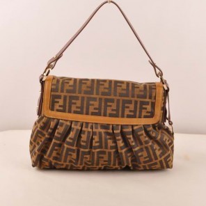 Fendi Classic FF Fabric Shoulder Bag F2325 Camel