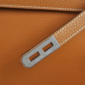 Hermes Kelly Briefcase Bag clemence leather in Camel