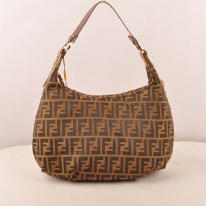 Fendi Classic FF Fabric Hobo Bag F7362 Brown
