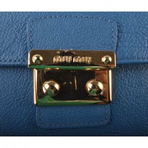 Miu Miu Tote Flap Bags Calf Leather 7428 Blue