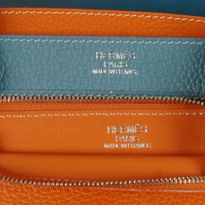 Hermes passport Wallet togo leather in Medium Blue/Orange