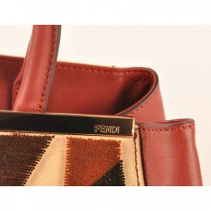 Fendi 2Jours Suede&Ferrari Leather Tote Bag F2552L Wine