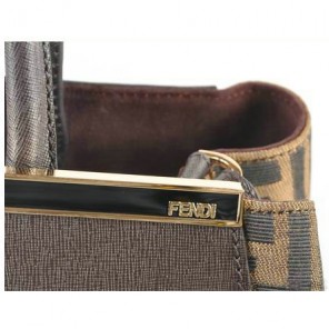 Fendi 2Jours Saffiiano Leather Fabric Tote Bag F2552M Brown