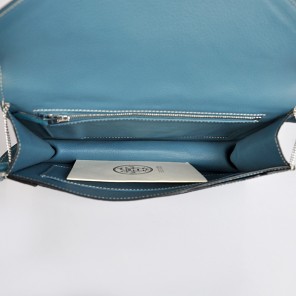 Hermes Liddy Bag clemence leather in Medium Blue with Silver hardware