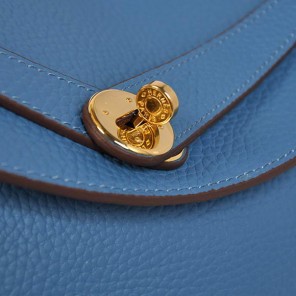 Hermes Lindy 30CM Havanne Handbags 1057 Blue Leather Silver Hardware