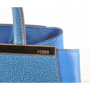 Fendi 2Jours Cannage&Ferrari Leather Tote Bag F2552S Blue