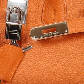 Hermes Birkin togo leather 30CM togo in Orange with Silver hardware