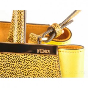 Fendi 2Jours Cannage&Ferrari Leather Tote Bag F2552S Lemon