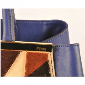 Fendi 2Jours Suede&Ferrari Leather Tote Bag F2552L Blue
