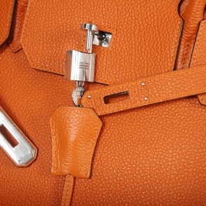 Hermes Birkin togo leather 40CM togo in Orange with Silver hardware
