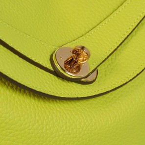 Hermes Lindy 30CM Havanne Handbags 1057 Lemon Leather Golden Hardware