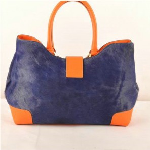 Fendi 2jours Horsehair Tote Bag F2546 Blue
