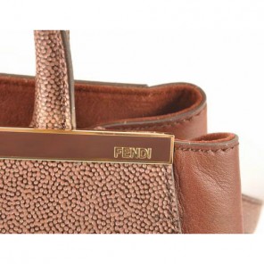 Fendi 2Jours Cannage&Ferrari Leather Tote Bag F2552S Brown