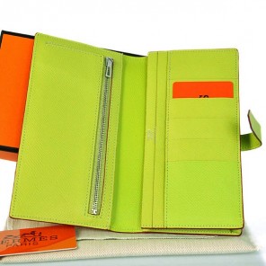 Hermes 2 flod original leather wallet in Green
