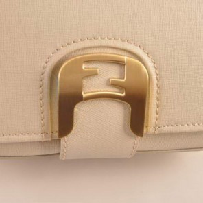 Fendi Chameleon Classic Saffiiano Leather Small Shoulder Bag 2541 White