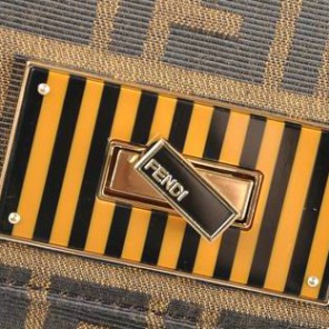 Fendi Paris Pequin Large Fabric Shoulder Bag