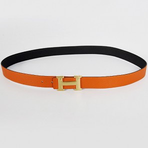 Hermes belt leather in black/Orange with H gold Buckle