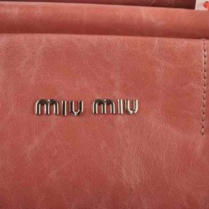 Miu Miu Tote Handbags Oil Wax Leather 8001 Pink