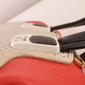 Fendi Chameleon Punch Saffiiano Leather Top Zip Tote Bag 2545 White-Red