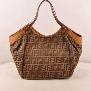 Fendi Classic FF Fabric Shoulder Bag F2418 Brown