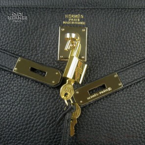 Hermes Kelly 35cm Togo Leather Bag Black 6308 Gold Hardware