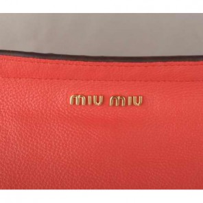 Miu Miu Flap Tote Bags Watermelon Red with Wheat Ostrich Veins 90320