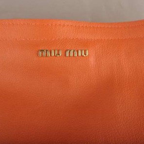 Miu Miu Flap Tote Bags Wheat with Orange Ostrich Veins 90320