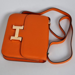 Hermes Constance Bag clemence leather in Orange with Gold hardware