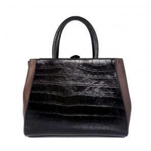 Fendi Fall Winter 2012 2Jours Black Original Croco Leather Tote Bag