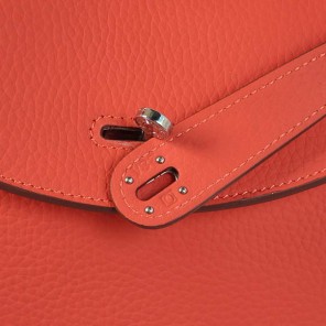 Hermes Lindy 30CM Havanne Handbags 1057 Light Red Leather Silver Hardware