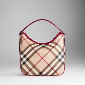 MEDIUM CHECK PATENT TRIM HOBO