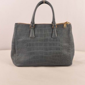 Prada Small Croco Leather Tote Bag Light Red